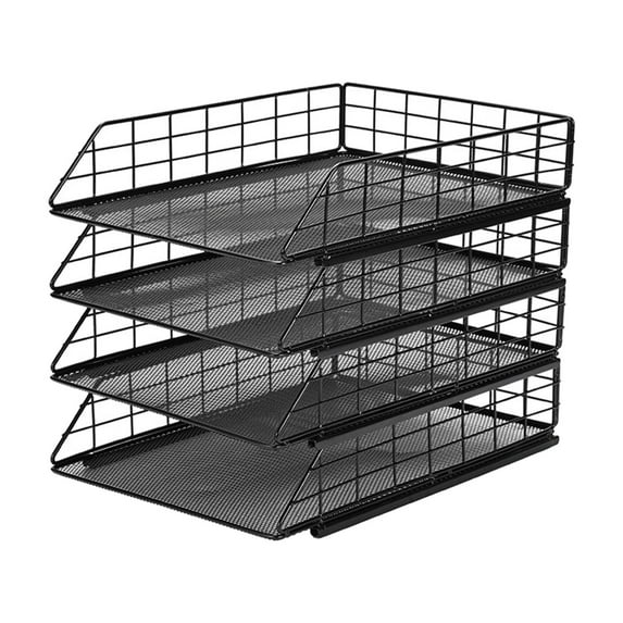Letter Tray Desk Organizer, Mesh File Stackable Paper Tray Organizer for Desk, Desktop Paper Sorter Literature Organizer Rack 4 Tier
