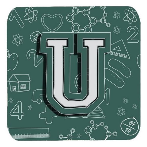 Letter U Back To School Initial Foam Coasters- Set Of 4