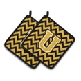 thumbnail image 1 of Letter U Chevron Black and Gold Pair of Pot Holders, 1 of 2