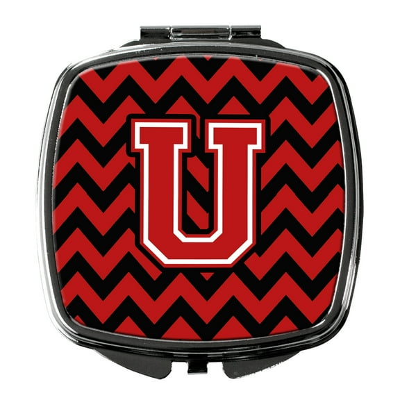 Letter U Chevron Black and Red Compact Mirror