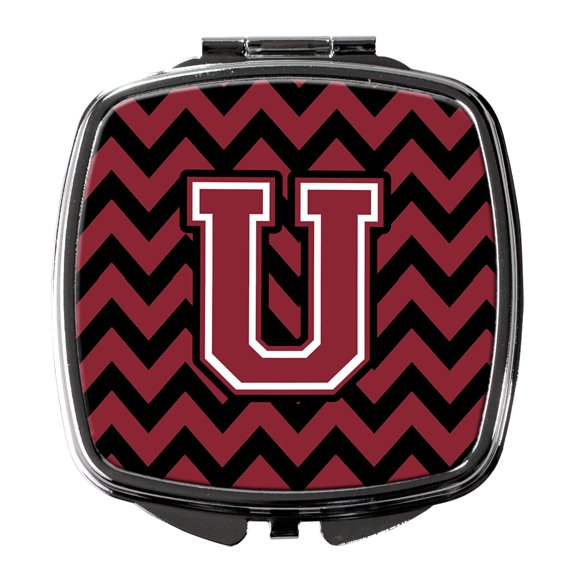Letter U Chevron Garnet and Black Compact Mirror