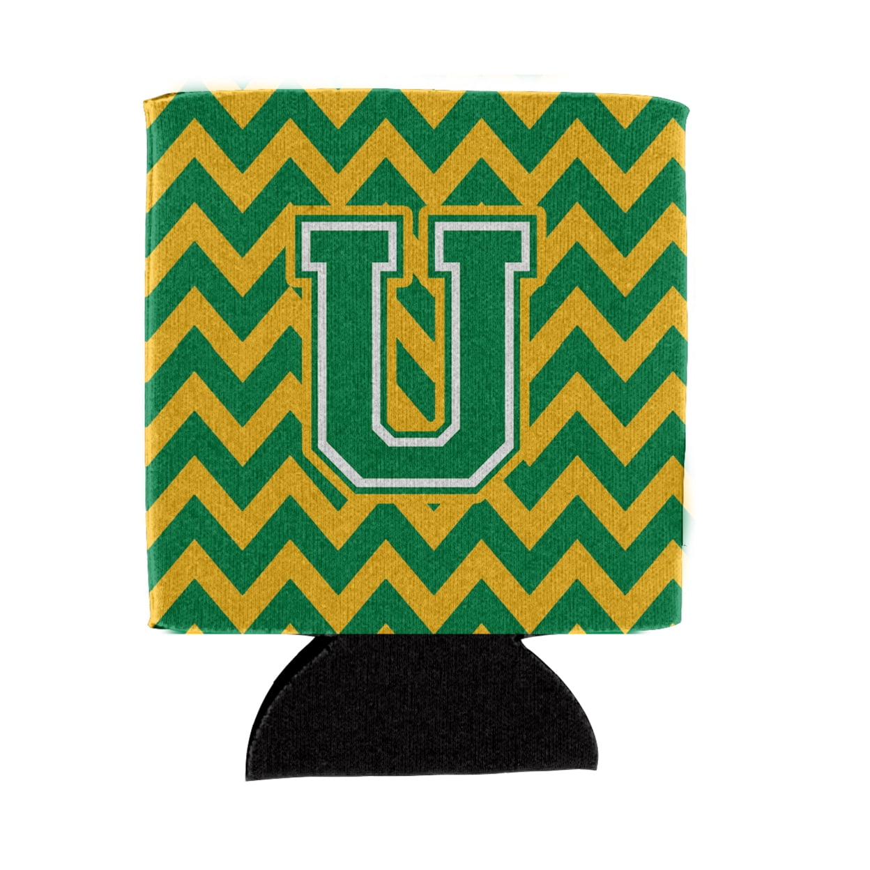 Letter U Chevron Green and Gold Can or Bottle Hugger
