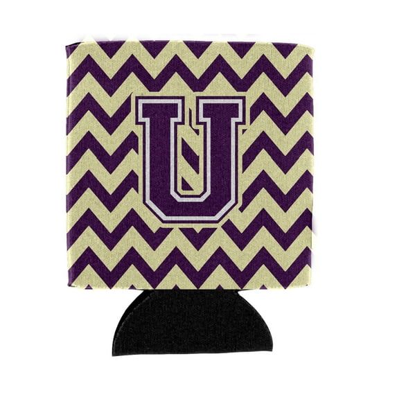 Letter U Chevron Purple and Gold Can or Bottle Hugger