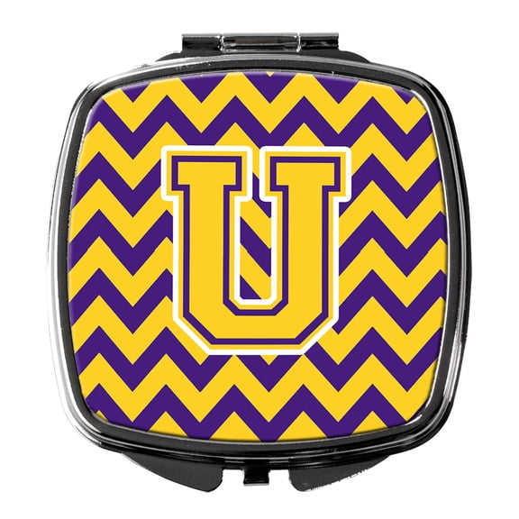 Letter U Chevron Purple and Gold Compact Mirror CJ1041-USCM