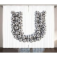 thumbnail image 1 of Letter U Curtains 2 Panels Set, Stack of Soccer Balls with U Shape Alphabet in Football Theme Outdoor Sports, Window Drapes for Living Room Bedroom, 108W X 90L Inches, Black White, by Ambesonne, 1 of 3