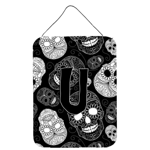 Letter U Day of the Dead Skulls Black Wall or Door Hanging Prints
