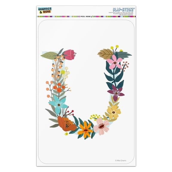 Letter U Floral Monogram Initial Home Business Office Sign