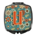 thumbnail image 1 of Letter U Flowers Retro Blue Compact Mirror CJ2012-USCM, 1 of 4