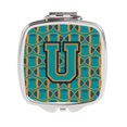 thumbnail image 1 of Letter U Football Aqua - Orange & Marine Blue Compact Mirror, 1 of 1