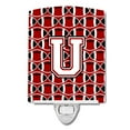 thumbnail image 1 of Letter U Football Cardinal & White Ceramic Night Light, 1 of 1