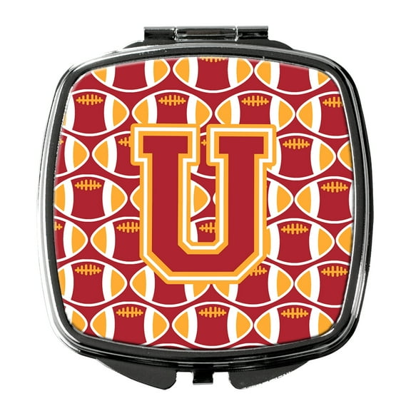 Letter U Football Cardinal and Gold Compact Mirror