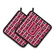 thumbnail image 1 of Letter U Football Crimson and White Pair of Pot Holders, 1 of 2