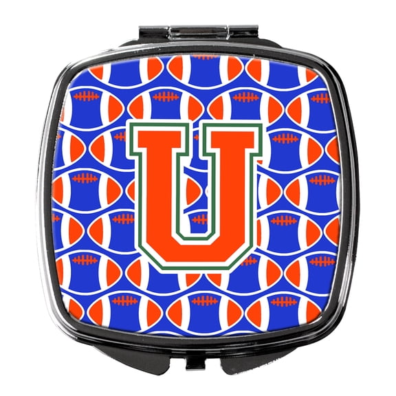 Letter U Football Green Blue and Orange Compact Mirror CJ1083-USCM