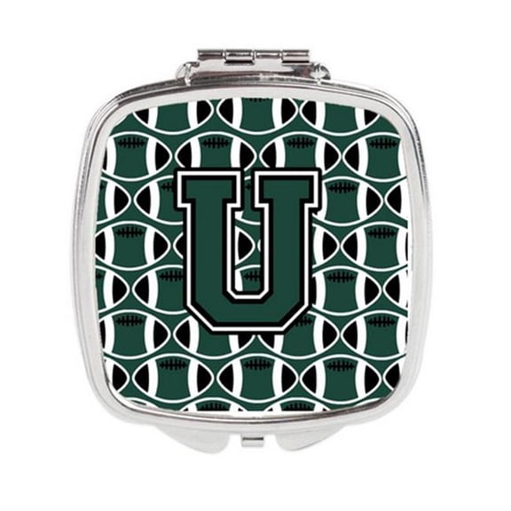 Letter U Football Green & White Compact Mirror
