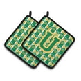 thumbnail image 1 of Letter U Football Green and Gold Pair of Pot Holders, 1 of 2