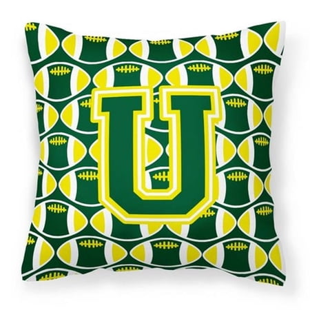 Letter U Football Green and Yellow Fabric Decorative Pillow