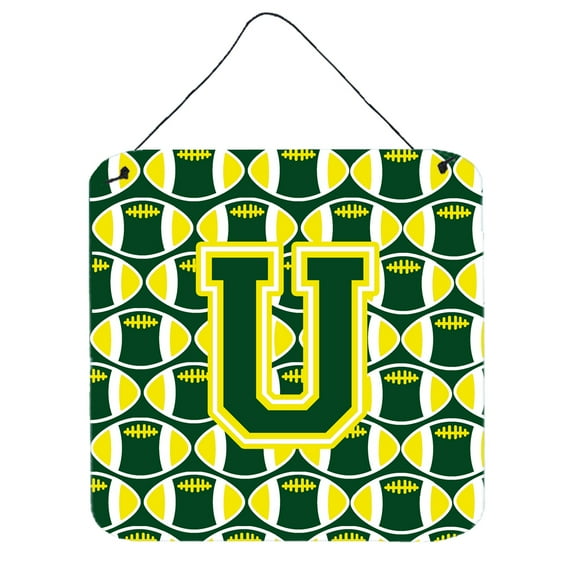 Letter U Football Green and Yellow Wall or Door Hanging Prints