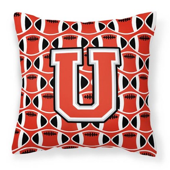 Letter U Football Scarlet & Grey Fabric Decorative Pillow - Scarlet & Grey - 14in. H x 3in. W x 14in. L