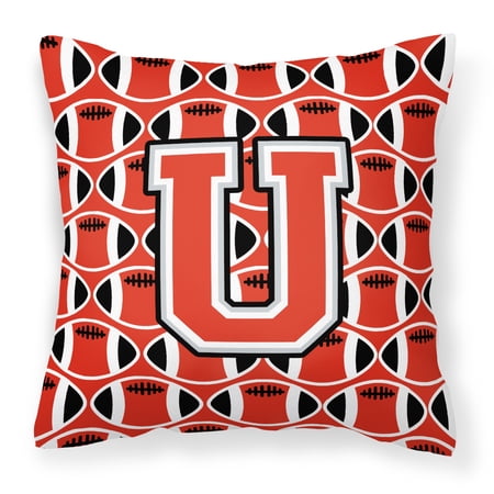 Letter U Football Scarlet and Grey Fabric Decorative Pillow