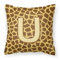 thumbnail image 1 of Letter U Initial Monogram - Giraffe Fabric Decorative Pillow, 1 of 4