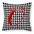 thumbnail image 1 of Letter U Initial Monogram - Houndstooth Black Fabric Decorative Pillow, 1 of 4