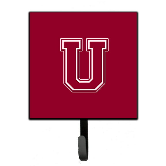 Letter U Initial Monogram - Maroon and White Leash or Key Holder