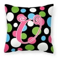 thumbnail image 1 of Letter U Initial Monogram - Polkadots and Pink Fabric Decorative Pillow, 1 of 4