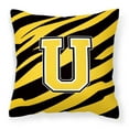 thumbnail image 1 of Letter U Initial Tiger Stripe - Black Gold  Fabric Decorative Pillow, 1 of 4