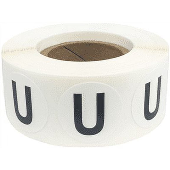 Letter U Inventory Labels 0.75 inch Round Circle Dots 500 Adhesive Stickers