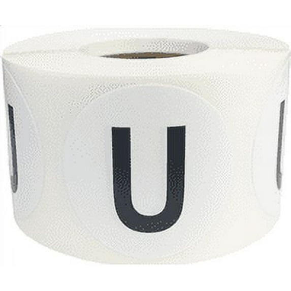 Letter U Inventory Labels 1.5 inch Round Circle Dots 500 Adhesive Stickers