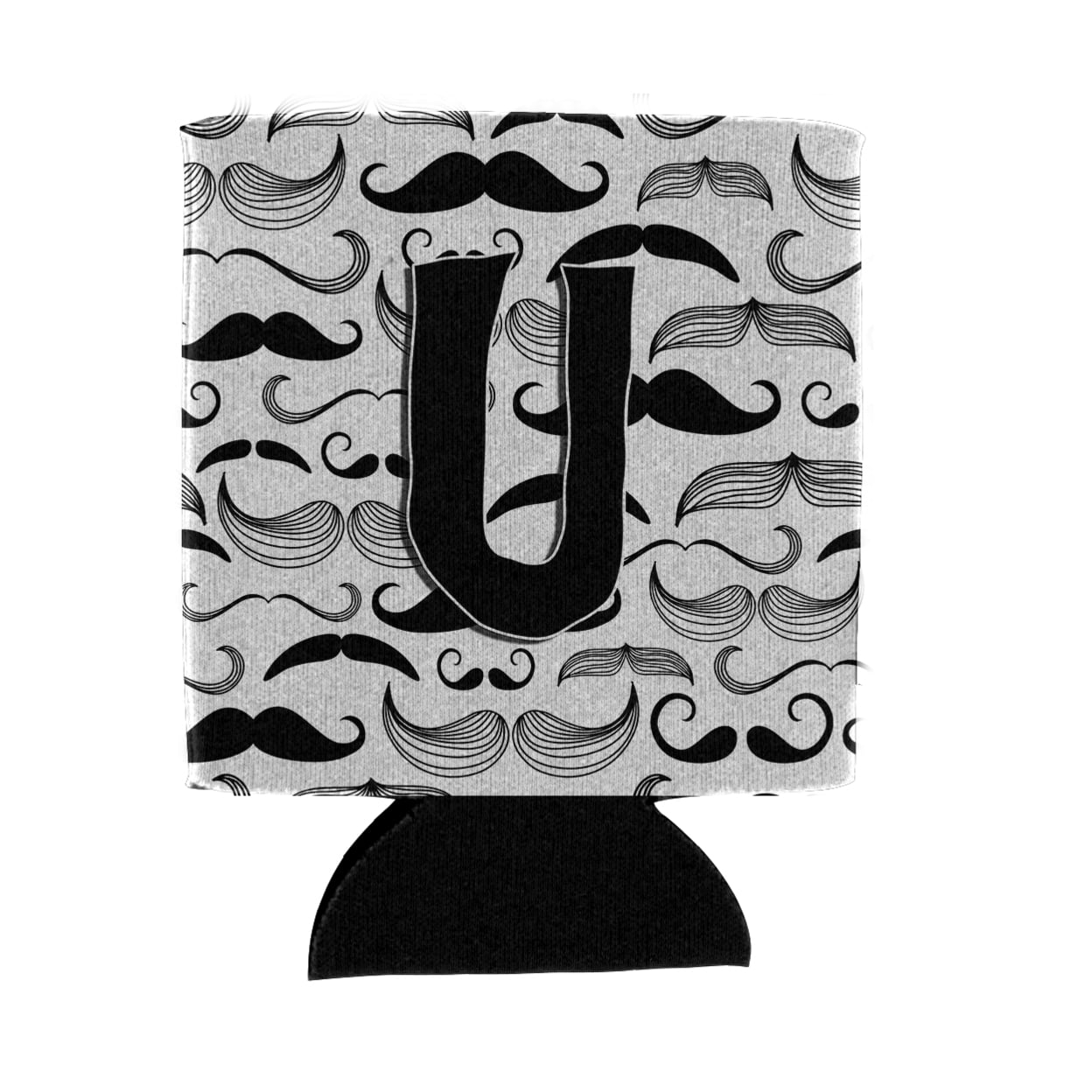 Letter U Moustache Initial Can or Bottle Hugger