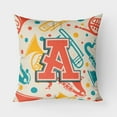 thumbnail image 1 of Letter U Retro Teal Orange Musical Instruments Initial Fabric Decorative Pillow, 1 of 2