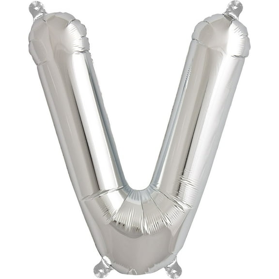 Letter V Balloon, 13.5", Silver
