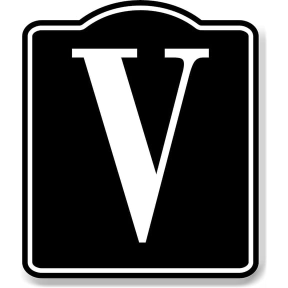 Letter V Bin Aisle Row Marker Label BLACK Aluminum Composite Sign, 8.5"x10"