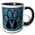 thumbnail image 1 of 3drose, Letter V Blue Cheetah Print Cat Paw, 11oz Two-tone Black Mug, 1 of 6
