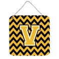 thumbnail image 1 of Carolines Treasures CJ1053-VDS66 Letter V Chevron Black & Gold Wall or Door Hanging Prints, 6 x 0.02 x 6 in., 1 of 1