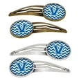 thumbnail image 1 of Letter V Chevron Blue & White Barrettes Hair Clips, Set of 4, 1 of 1