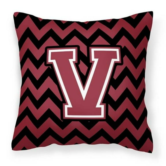 Letter V Chevron Garnet & Black Fabric Decorative Pillow - Garnet & Black - 14in. H x 3in. W x 14in. L