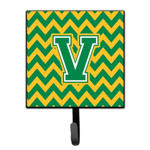 Letter V Chevron Green and Gold Leash or Key Holder