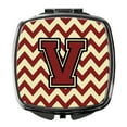 thumbnail image 1 of Letter V Chevron Maroon and Gold Compact Mirror, 1 of 4