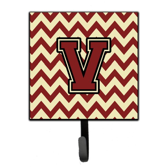 Letter V Chevron Maroon and Gold Leash or Key Holder