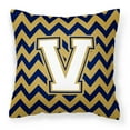 thumbnail image 1 of Letter V Chevron Navy Blue & Gold Fabric Decorative Pillow - Navy Blue & Gold - 14in. H x 3in. W x 14in. L, 1 of 1