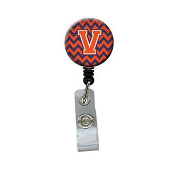 Letter V Chevron Orange & Blue Retractable Badge Reel