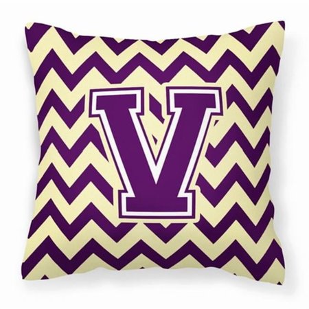 Letter V Chevron Purple and Gold Fabric Decorative Pillow