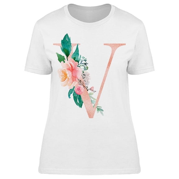 Letter V, Flower T-Shirt Women -Image by Shutterstock, Female Large