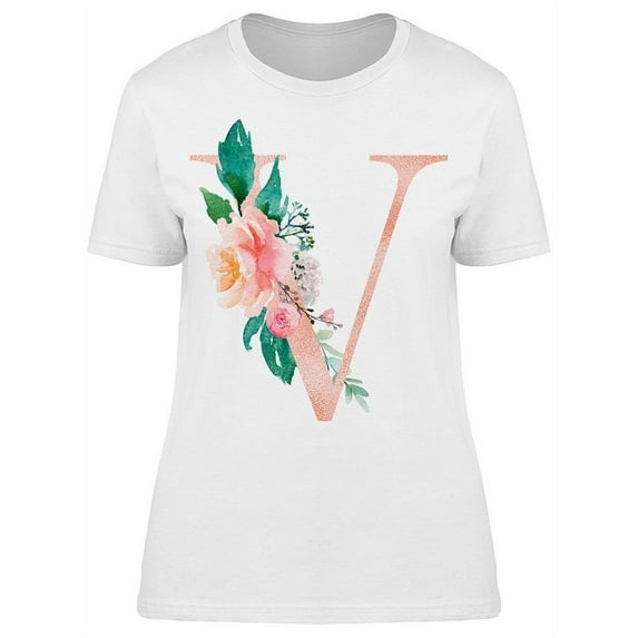 Letter V, Flower T-Shirt Women -Image by Shutterstock, Female Small