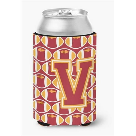 Letter V Football Cardinal & Gold Can or Bottle Hugger