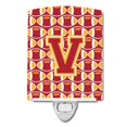 thumbnail image 1 of Letter V Football Cardinal & Gold Ceramic Night Light, 1 of 1