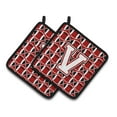 thumbnail image 1 of Letter V Football Cardinal and White Pair of Pot Holders, 1 of 2