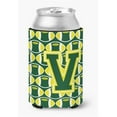 thumbnail image 1 of Letter V Football Green & Yellow Can or Bottle Hugger, 1 of 1